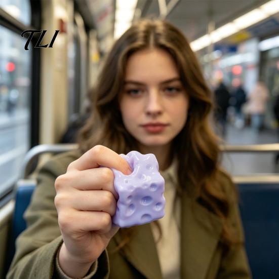 Anti Anxiety Hand Toy Blueberry Cheese Squeeze Toy, Slow Rising Stress Relief Fidget for Focus Enhancing Tool Kids Adults, Sensory Exerciser