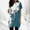 Women's  Hoodies Casual Short Sleeve Shirts Fashion Print Tunic Tops With Pockets