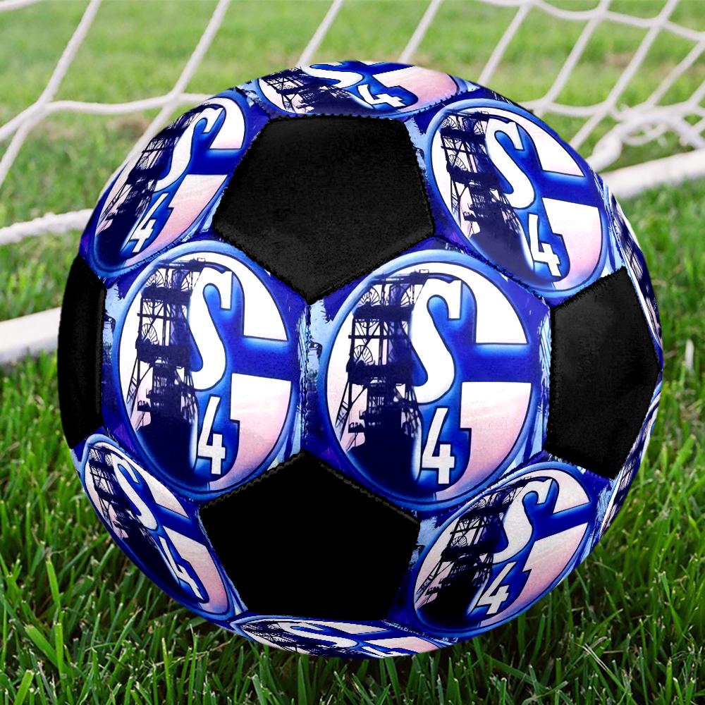 Schalke 04 Indoor Soccer Ball Colorful Machine Stitched PVC Size 5 Team Training Competition Ready Durable High-Bounce Cool Sports Gift