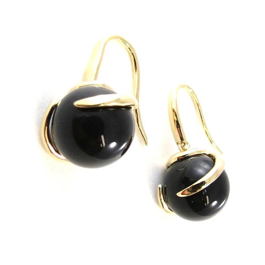 Les Trésors De Lily [I9853] - Позолоченные серьги «Руфь» из черного золота - 27x15 мм