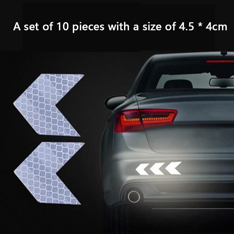 10 шт. светоотражающая предупреждающая наклейка на автомобиль, лента безопасности, предупреждающая о столкновении, светоотражающая наклейка на багажник автомобиля, мотоцикла