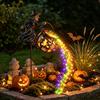 Garden Ornaments for Outside Decor Halloween Witch Stake Light Outdoor Decoration, 33.5 Inch Waterfall-Style Iron Stakes Lawn Cauldron