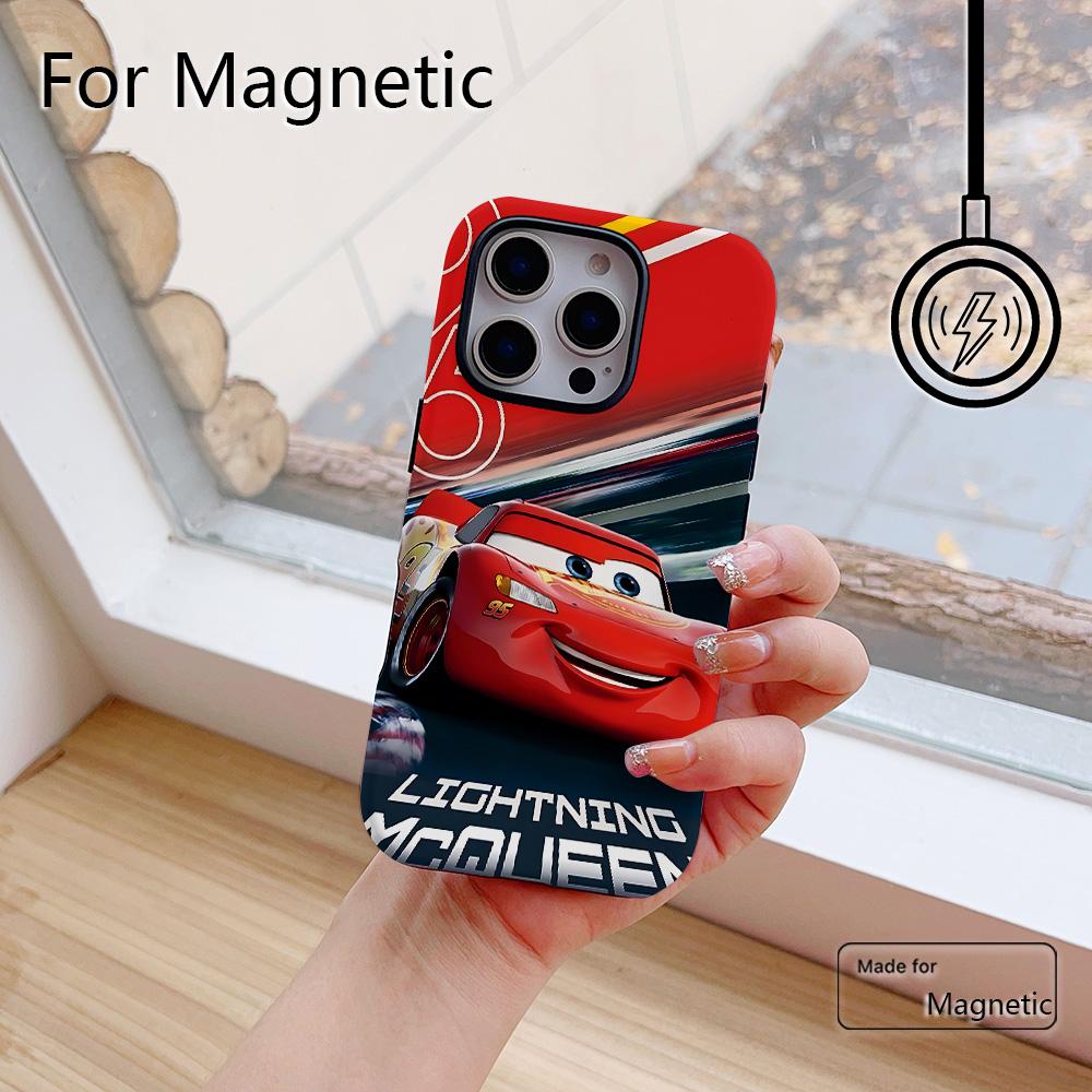 Чехол для телефона Cars Молния МакКуин 95 для iPhone 17 16 15 14 13 12 11 Pro Max Plus Air Роскошный Магнитный Двухслойный Задний Чехол