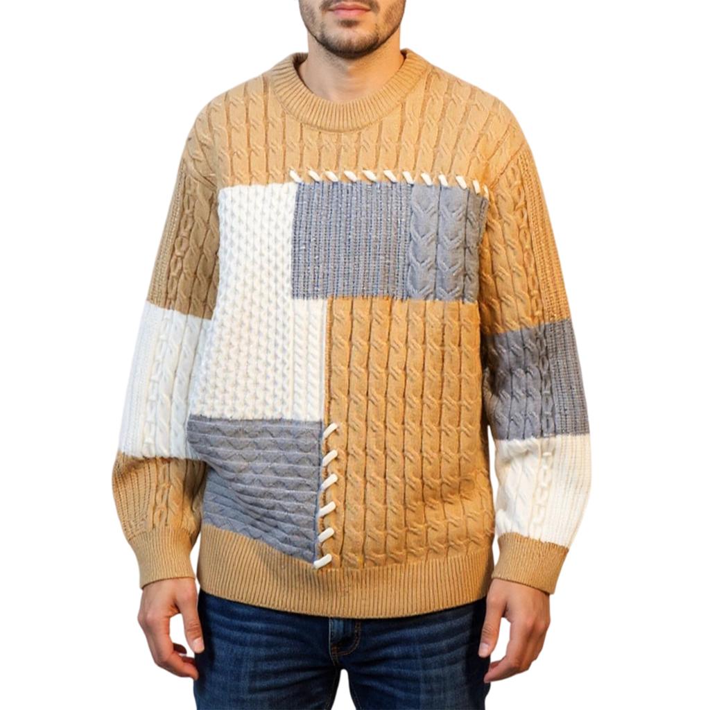 Men's Fashion Knitting Pullover Long Sleeves Loose Round Neck Sweater
