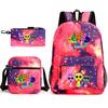 Rhythm Box Game Merchandise Student Bag Sprunki Cartoon Starry Sky Backpack Leisure Bag 3-piece Set D