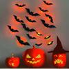 16 Pcs Lighted 3D Bat Sticker LED Halloween Bat Decorative Wall Sticker Light Up Glowing Bat Clings for Bedroom Window Wall Decor