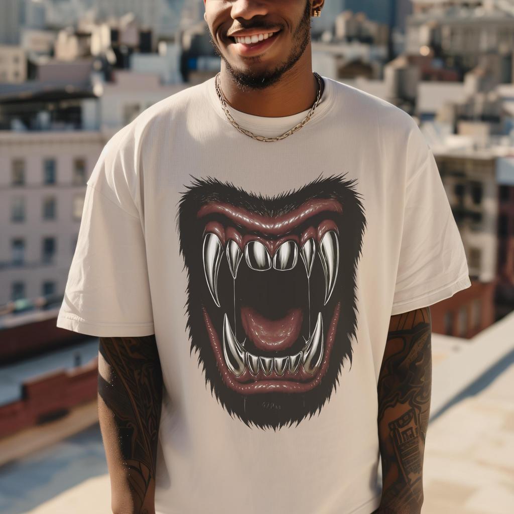 Werewolf Tee Unisex GarmentDyed Tshirt Oversized Streetwear Halloween Shirt