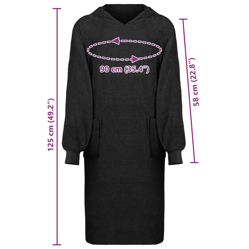 Blanket Hoodie KINN Black XL Cotton