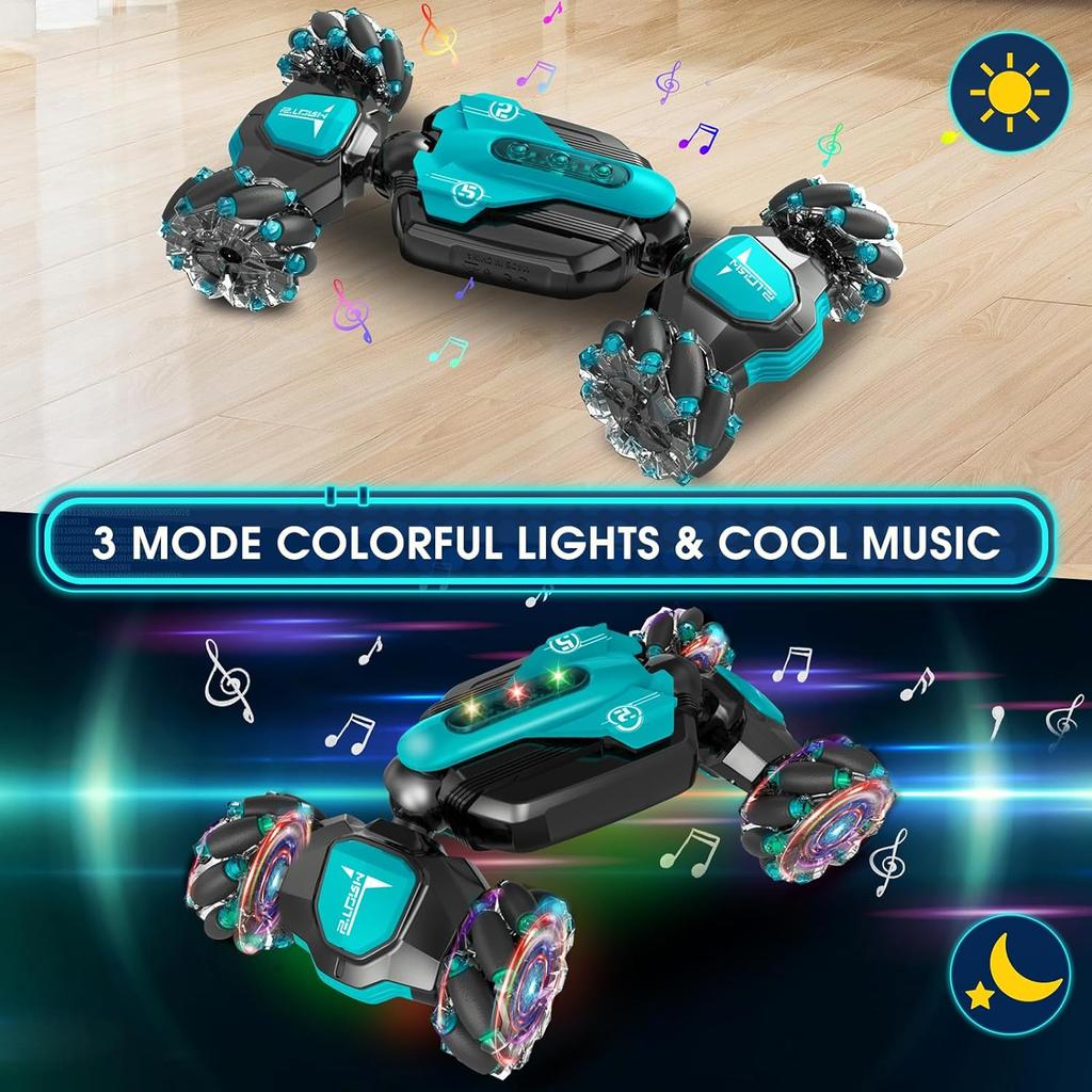 Радиоуправляемая машина с жестами, каскадерская машина с ручным управлением для мальчиков и девочек 6–12 лет, 4WD, 2,4 ГГц, пульт дистанционного управления, датчик жестов, игрушечные машинки, дрифт-поворотный автомобиль со светлой музыкой