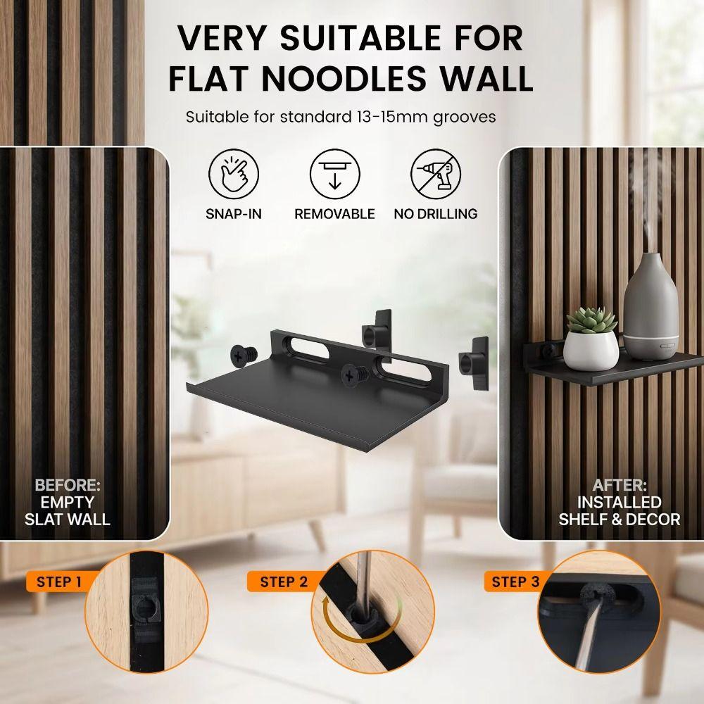 No Drill Slat Wall Shelf Damage-Free Floating Shelf Acoustic Panel Shelf Home Office