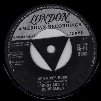 7-дюймовая пластинка JOHNNY & THE HURRICANES - Red River Rock 45HL8948 London Records, 1959 UK Рок Б/У