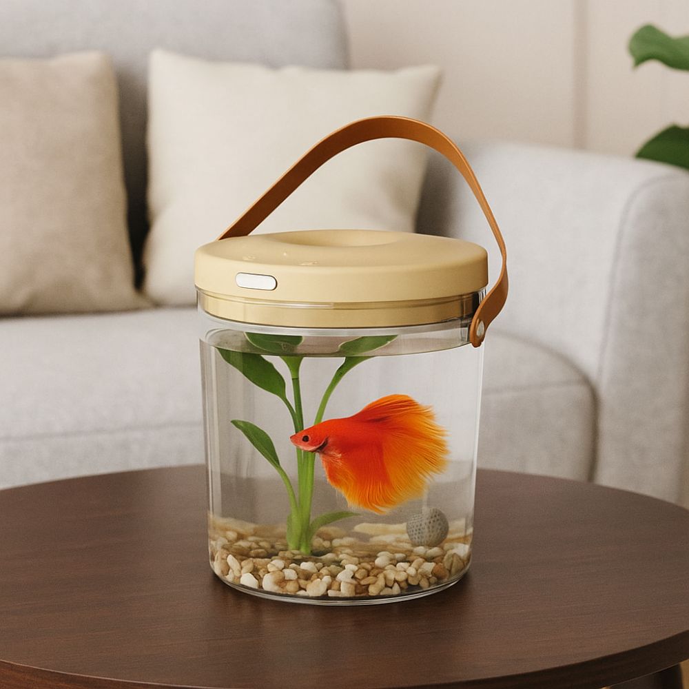 Transparent Oxygen Filled Fish Tank PC Plastic Handheld Fish Tank Ecological Fish Tank  Home Decor