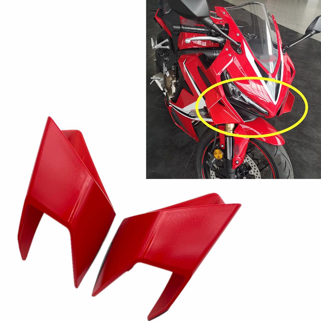 2X Motorcycle Front Fairing Winglets Side Wing Cover Red For 19-21 Honda CBR650R