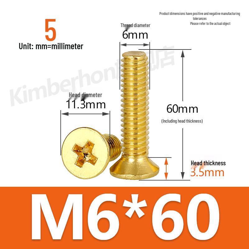 Машинные винты с потайной головкой под крестовый шлиц из меди, размеры M2–M4, длина 6/8/10/12 мм
