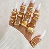 12Pcs/Set Exaggerated Irregular Heart-Shaped Rings for Women Vintage Metal Water Drop Open Rings Set Daily Jewelry Gift