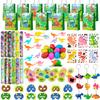 Dinosaur Party Favors,96pcs Dinosaur Birthday Party Favors Set- Slap Bracelet Stamps Keychains Stickers