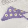 Flower Triangular HairScarf Knitted Small Square Scarf Ins Women's Headscarf  for Autumn