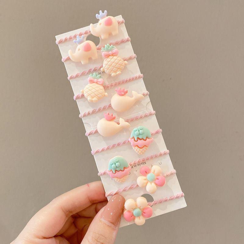 10 шт./набор Милые мультяшные животные Резинки Эластичные резинки для волос Детские головные уборы Аксессуары для волос Детская повязка на голову Украшения