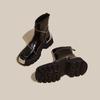 Square Heel Spring/autumn Modern Boots Round Toe Low Heel Ladies Shoes  High Quality Solid Zipper Punk Women's Boots