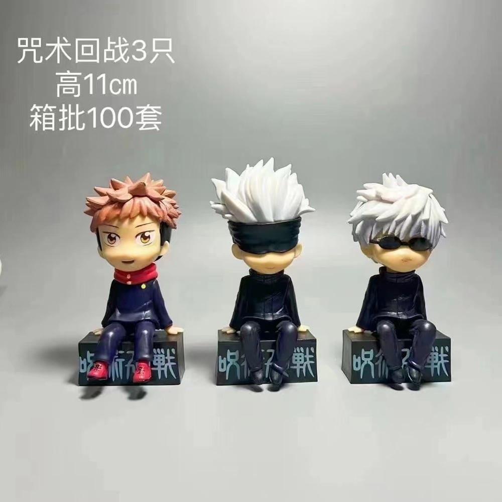 11 см 3 шт. Аниме Jujutsu Kaisen Фигурка Итадори Юдзи Сатору Годзё Сидящая модель Игрушка Кукла Подарок Коллекция Фигурка Действия ПВХ