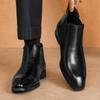 Мужские ботинки челси в британском стиле, кожаные ботинки для делового платья, ботильоны классические слипоны, повседневные ботинки с высоким верхом для мужчин