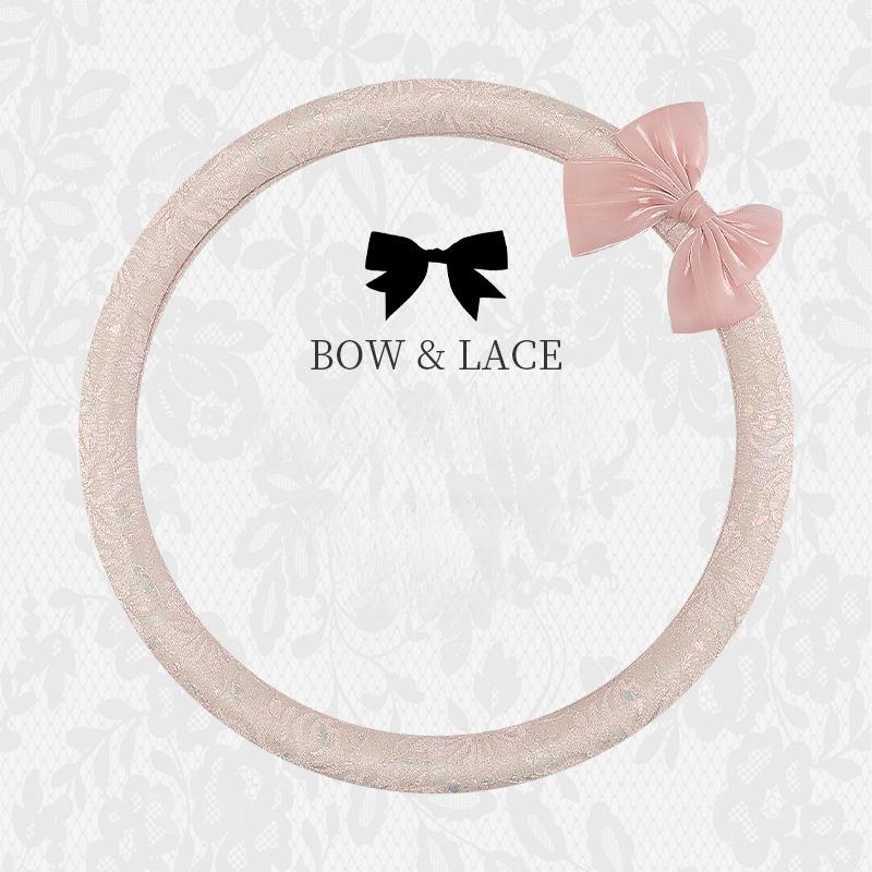 Car Steering Wheel Cover with Lace Goddess Design Cartoon Bowknot Hand Wrap Summer Interior Accessories handlebar Case For Women