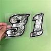 1PC Silver Carbon Fiber Motorcycle Number Stickers Waterproof Universal Vinyl Decals for BMW KTM YAMAHA Kawasaki Suzuki Honda