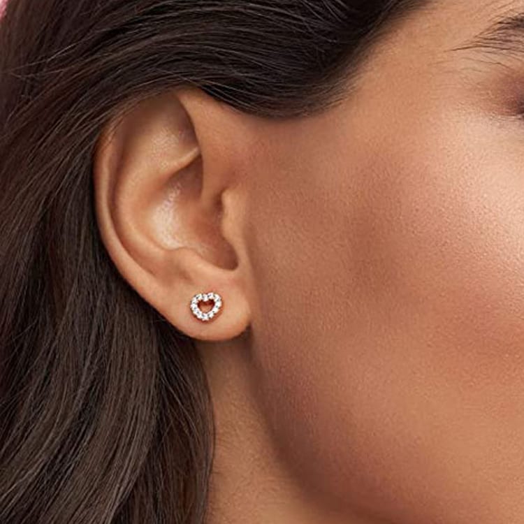 Pandora 925 Sterling Silver Stud Earrings Women's Rose Gold 280528CZ
