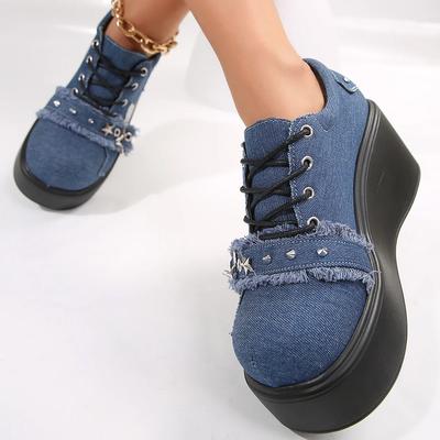 Женские парусиновые туфли на платформе, джинсовые туфли для женщин, черные туфли в стиле готической Лолиты, дизайнерские ботинки в стиле панк, кроссовки Zapatos De Mujer