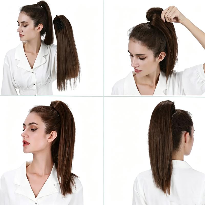 Ponytail Extension 22" Claw Clip in Ponytail Hair Extensions Long Straight Hair for Women Synthetic Hairpiece Daily Use