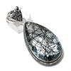 Natural Black Rutile Gemstone Handmade 925 Sterling Silver Pendant 2.40" A5z55