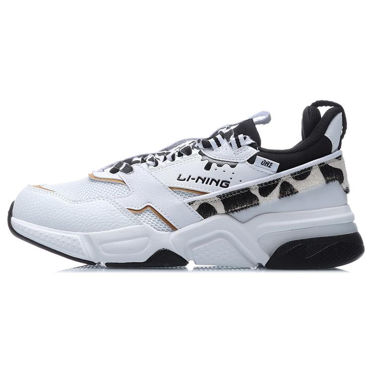 Li Ning 001 Амортизирующие Скользкие Устойчивые к истиранию Низкие Беговые Кроссовки Женские Белый Черный AGCR032-4
