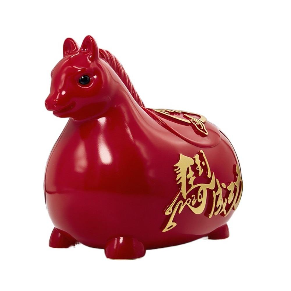 Gold Red Pig Coin Jar Zodiac Horse Coin Saving Box Cartoon Piggy Bank  Festive Occasions