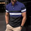 Летняя рубашка поло с горизонтальными полосками на лацканах, мужские спортивные топы