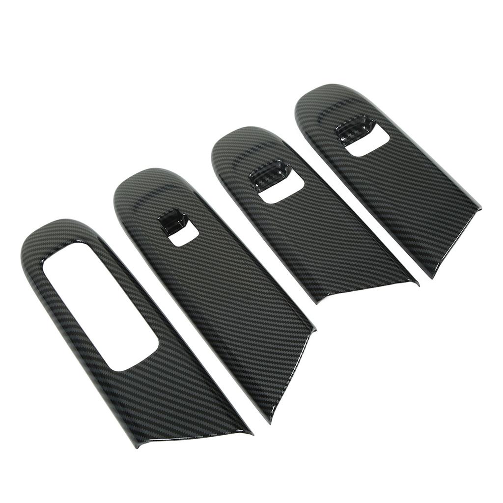 4 Pcs Door Window Control Panel Cover Carbon Fiber Style Window Lifter Decor Replacement for Mercedes‑Benz C‑class W206