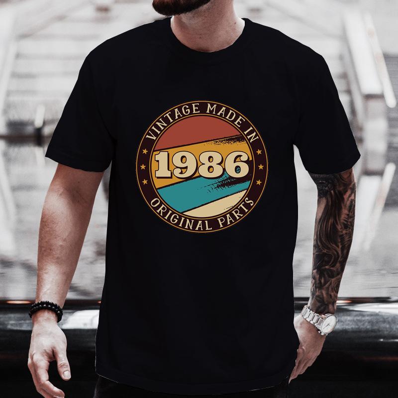 Unisexs Crew Neck T Shirt Made In 1986 Cassette Tape Graphic Tee Retro Vintage Birthday Casual Short Sleeve Top For Music Gift Wear
