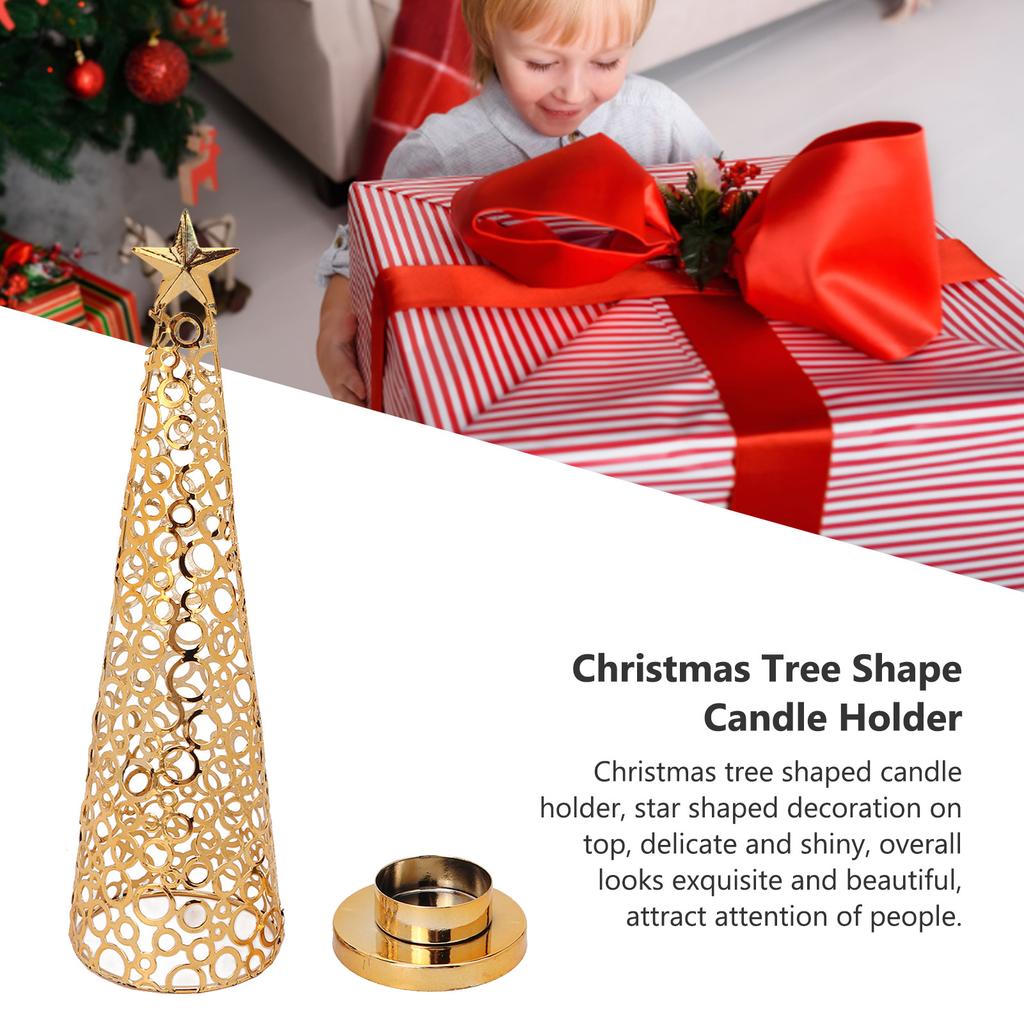 Christmas Tree Shaped Candle Holder Metal Scented Candle Stand Tealight Holder Home Tabletop Decoration for Holiday Party