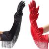 Opera Lady Long Gloves Stretch Stage Dance Mittens Simple Fringe Tassel Gloves Nightclub Dance