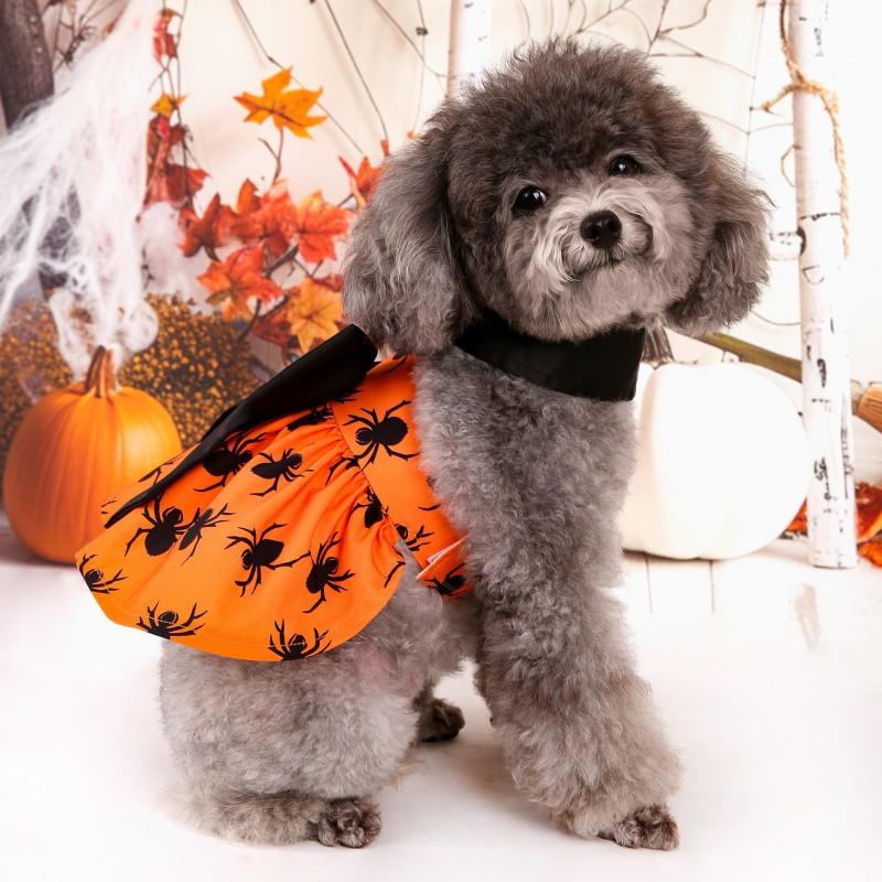 Pet Dog Dress Halloween Costume Spider Theme Christmas Outfit Female Dogs XS To XL