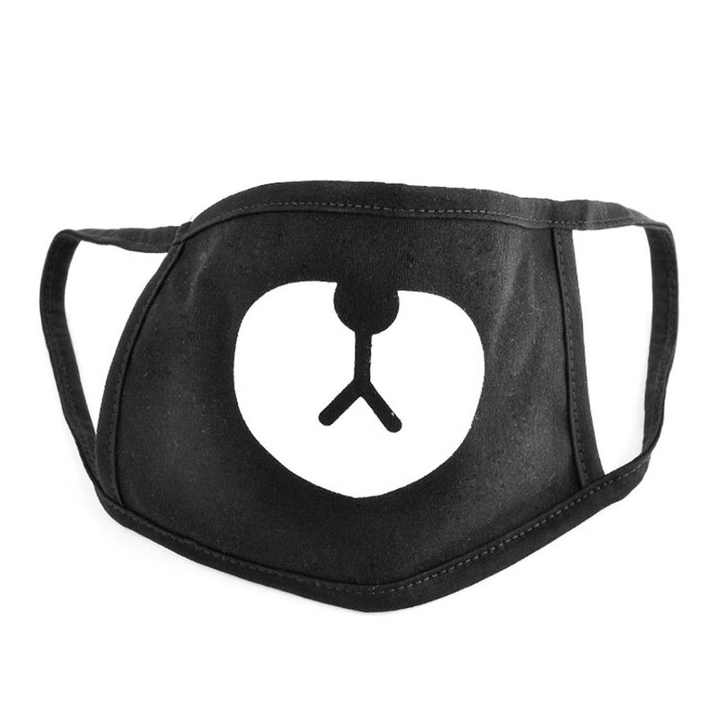 Anti-Dust Black Cute Cartoon Bear Mouth Soft Cotton Outdoor Men Women Face Mask