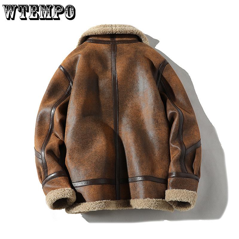 Зимняя мужская куртка большого размера Air Force Fur One Padded с утолщенными лацканами из кожи для мотоцикла