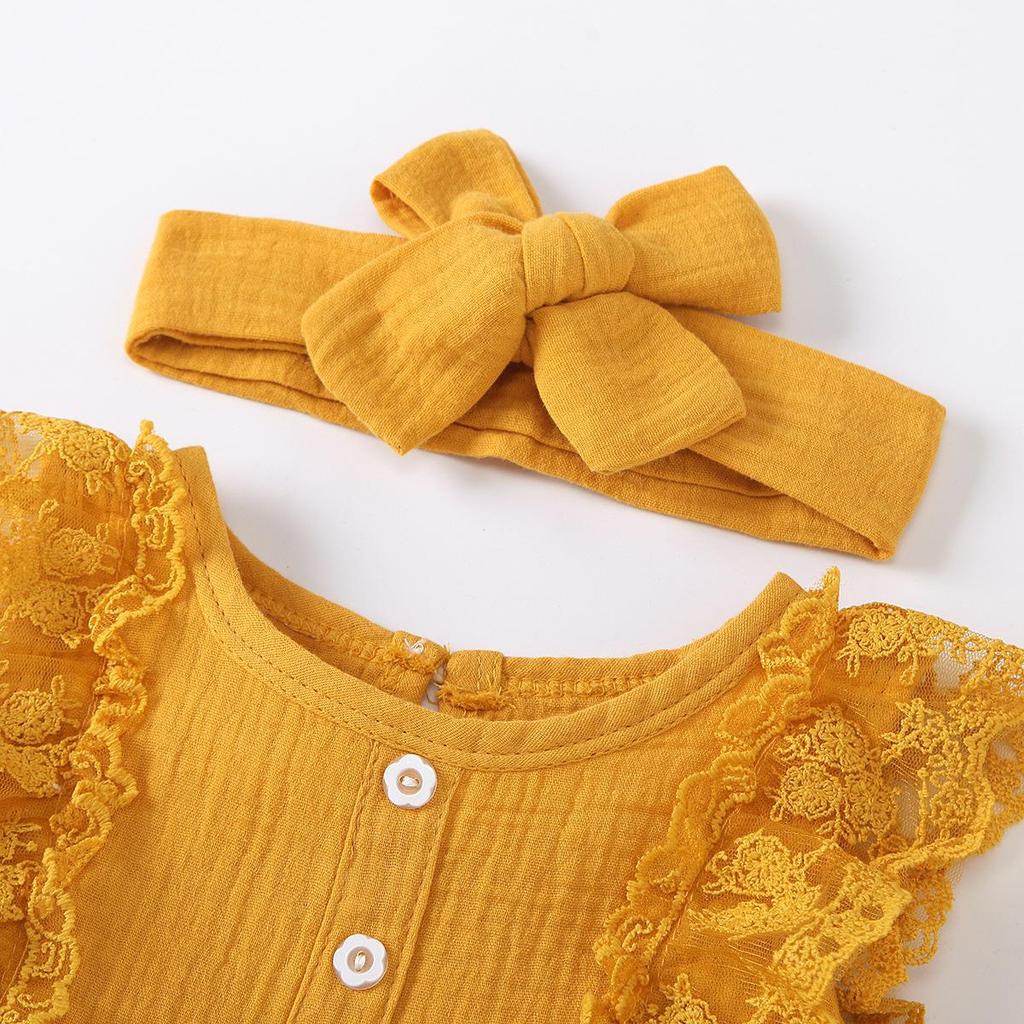 0-18 месяцев Детский комбинезон для девочек, комбинезон без рукавов для новорожденных девочек + повязка на голову, летний модный комбинезон для девочек