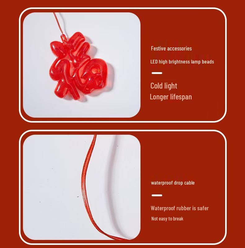 Праздничные красные фонарики на гирлянде для украшения дома, балкона и двора