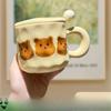 Birthday Gift Cute Little Bear Ceramic Cup for Boys and Girls Drinking Water Cup with Lid Spoon Couple Cup