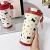 Cartoon Cat Pattern Coffee Cup Leak-Proof Straw Cup Portable Insulated Cup  Office