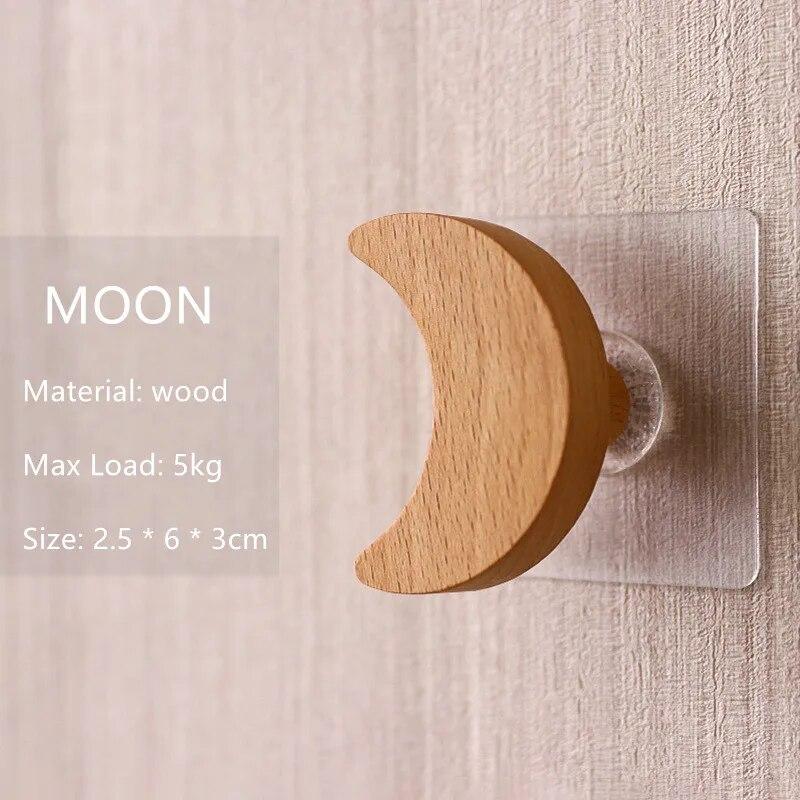 Декоративные крючки для дома, деревянные настенные крючки, крючок для звездного ключа, современный креативный крючок для пальто, настенная вешалка, крючки для подвешивания сумок