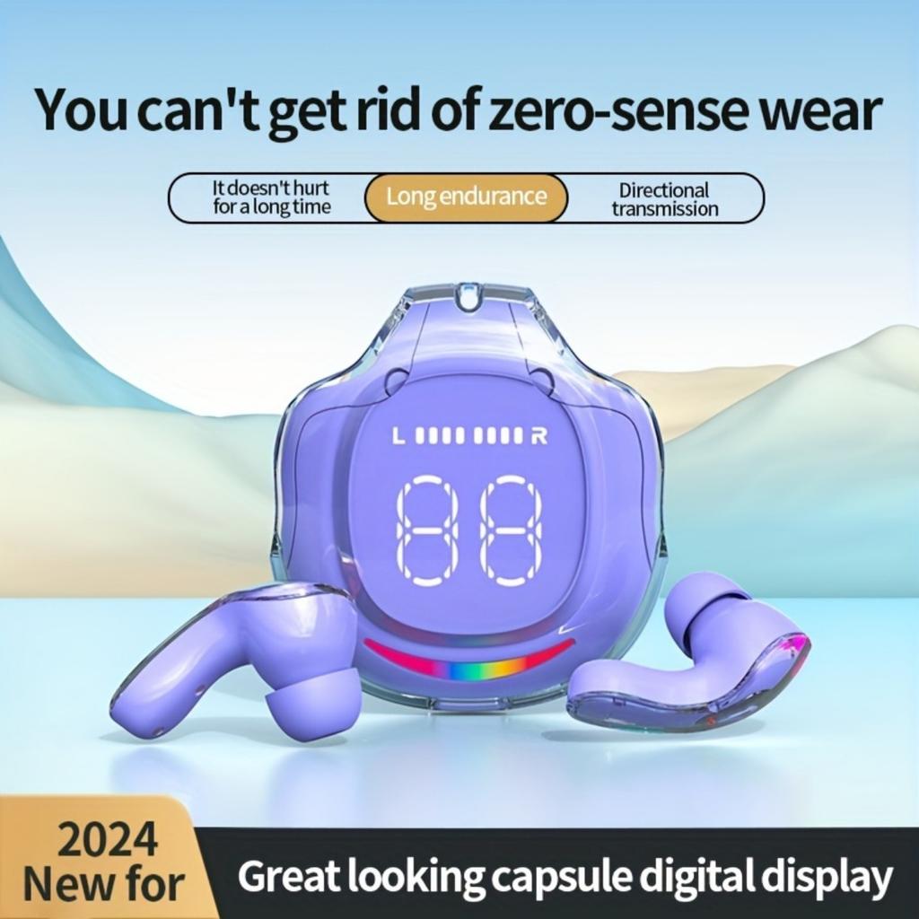 Полностью беспроводные наушники с LED-дисплеем заряда батареи и эргономичным дизайном