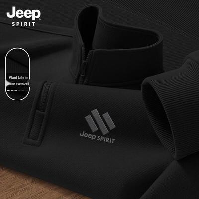 Мужской свитшот JEEP SPIRIT с воротником-стойкой и застежкой-молнией до середины