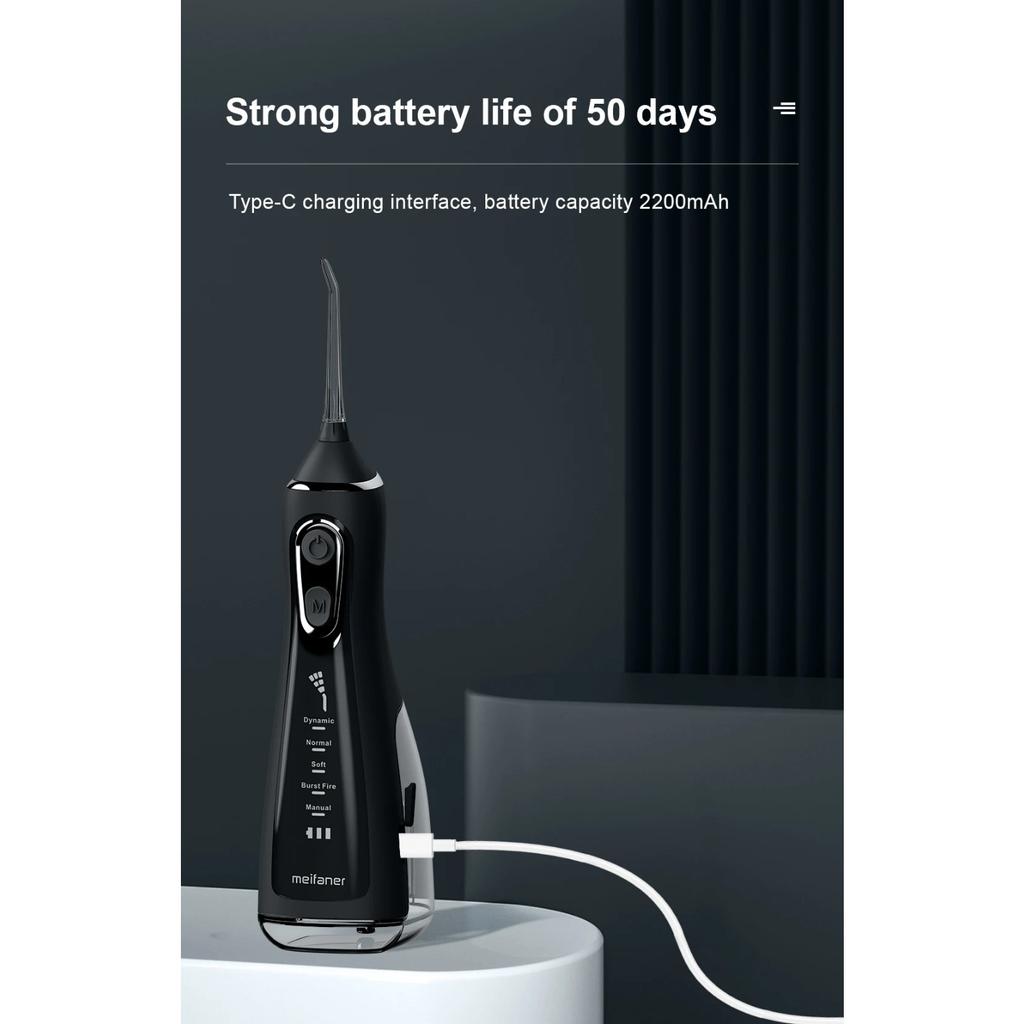 Оральный ирригатор 40-140PSI Зубной скалер 5 скоростей Водяная нить Перезаряжаемый стоматологический струйный очиститель воды 300 мл IPX6 Водонепроницаемый очиститель зубов