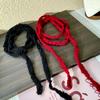 1PC Narrow Scarf Elegant Solid Color Soft Choker Girl Ribbon Long Strip Plush Tie Vintage Scarf Necklace Accessories